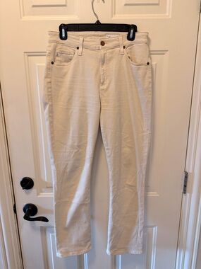 Women's AG Mari Crop High Rise Slim Straight Cream Jeans